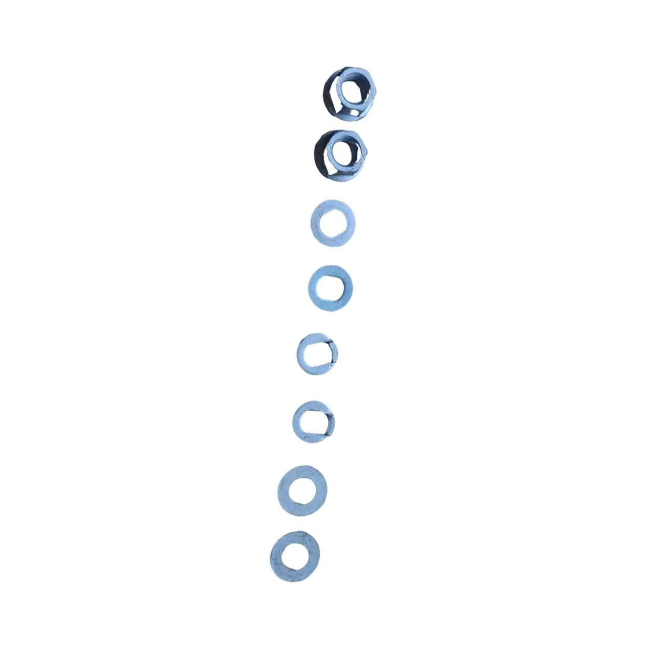 Rear hub bolts (Dacromet 4mm,anti-rotation washers *2 PCS ,3mm oblong washers *2 PCS ,2mm flat washers *2 PCS ,Flange nuts *2 PCS)