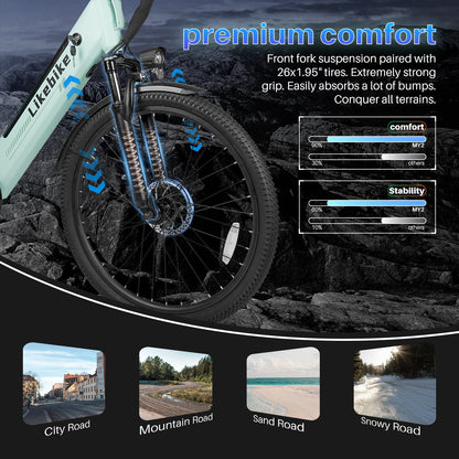 Likebike MY2 26" Step-Through Electric Bike for Adults,  UL 2849 Certified Commuter Ebike