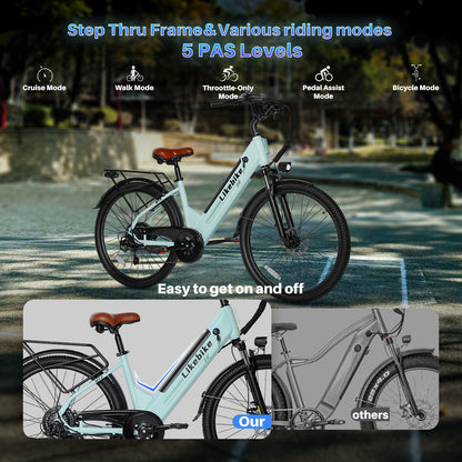 Likebike MY2 26" Step-Through Electric Bike for Adults,  UL 2849 Certified Commuter Ebike