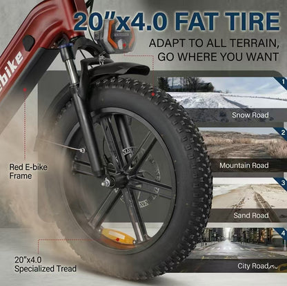 Likebike City Commuter Ebike - 2000W Peak, 50+ Miles Range, Full Suspension & Fat Tires Rail 5