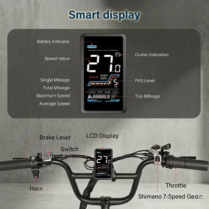 Likebike City Commuter Ebike - 2000W Peak, 50+ Miles Range, Full Suspension & Fat Tires Rail 5